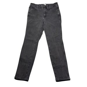 Madewell 10" High Rise Skinny Jeans Size 29P‎ Black Wash Cotton Blend Denim